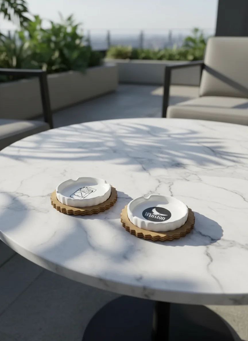 زیر سیگاری چوب و سرامیک تکست